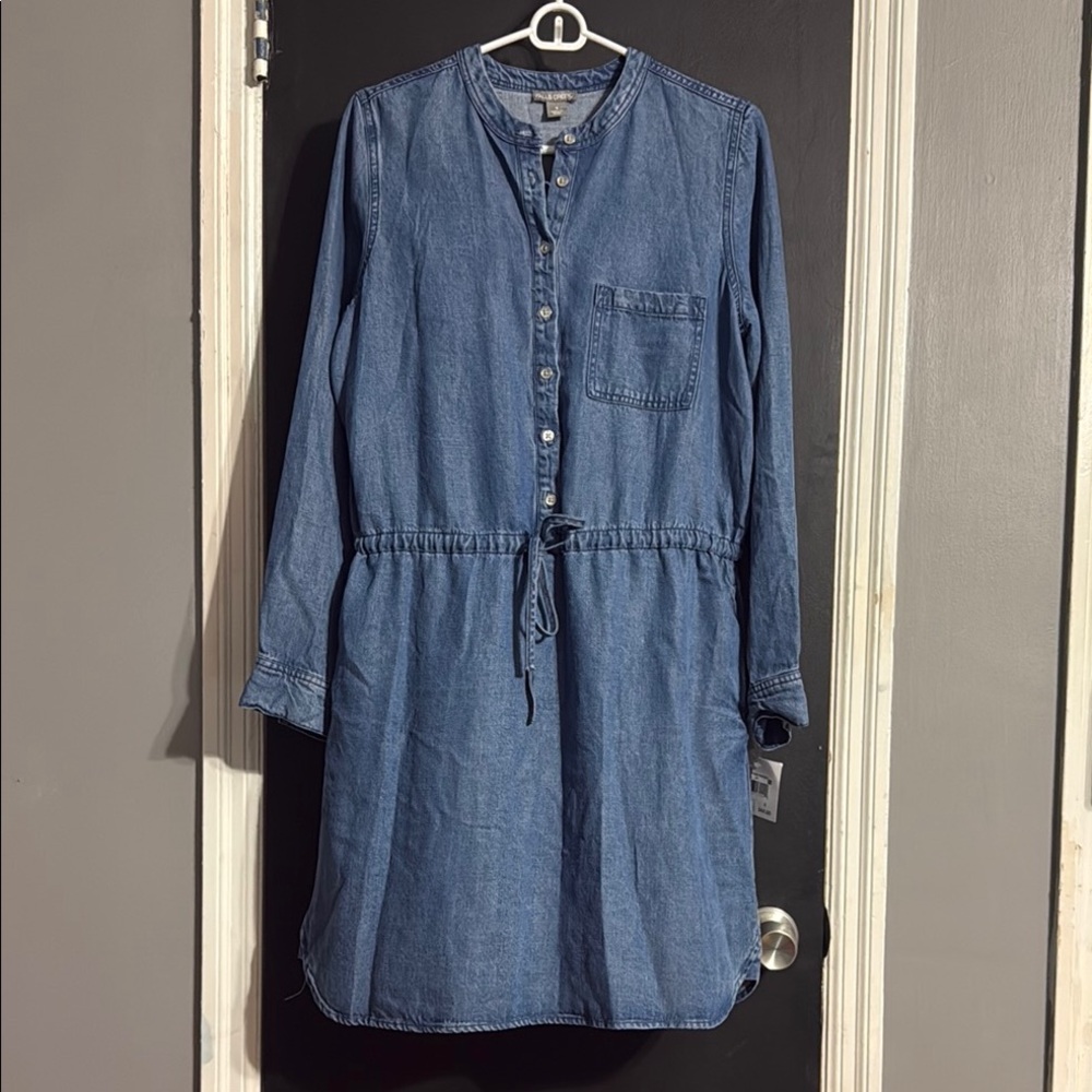 Falls Creek Lyocell Drawstring Waist Denim Dress Size: S